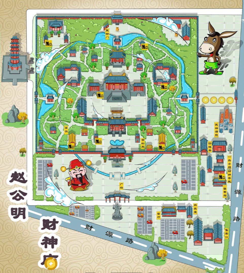 乐安寺庙类手绘地图